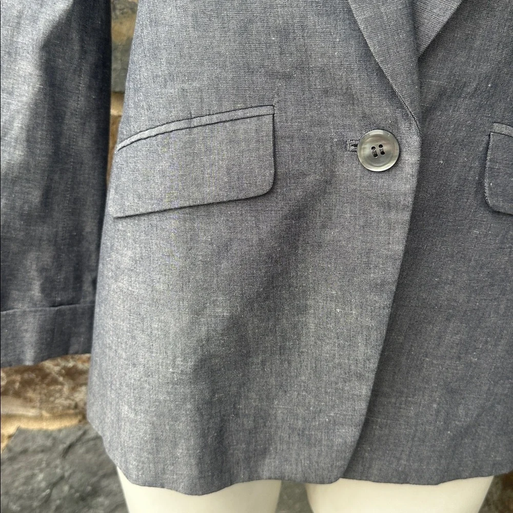 J. Crew Shawl Collar One Button Blazer Jacket in Gray/Blue Size 2